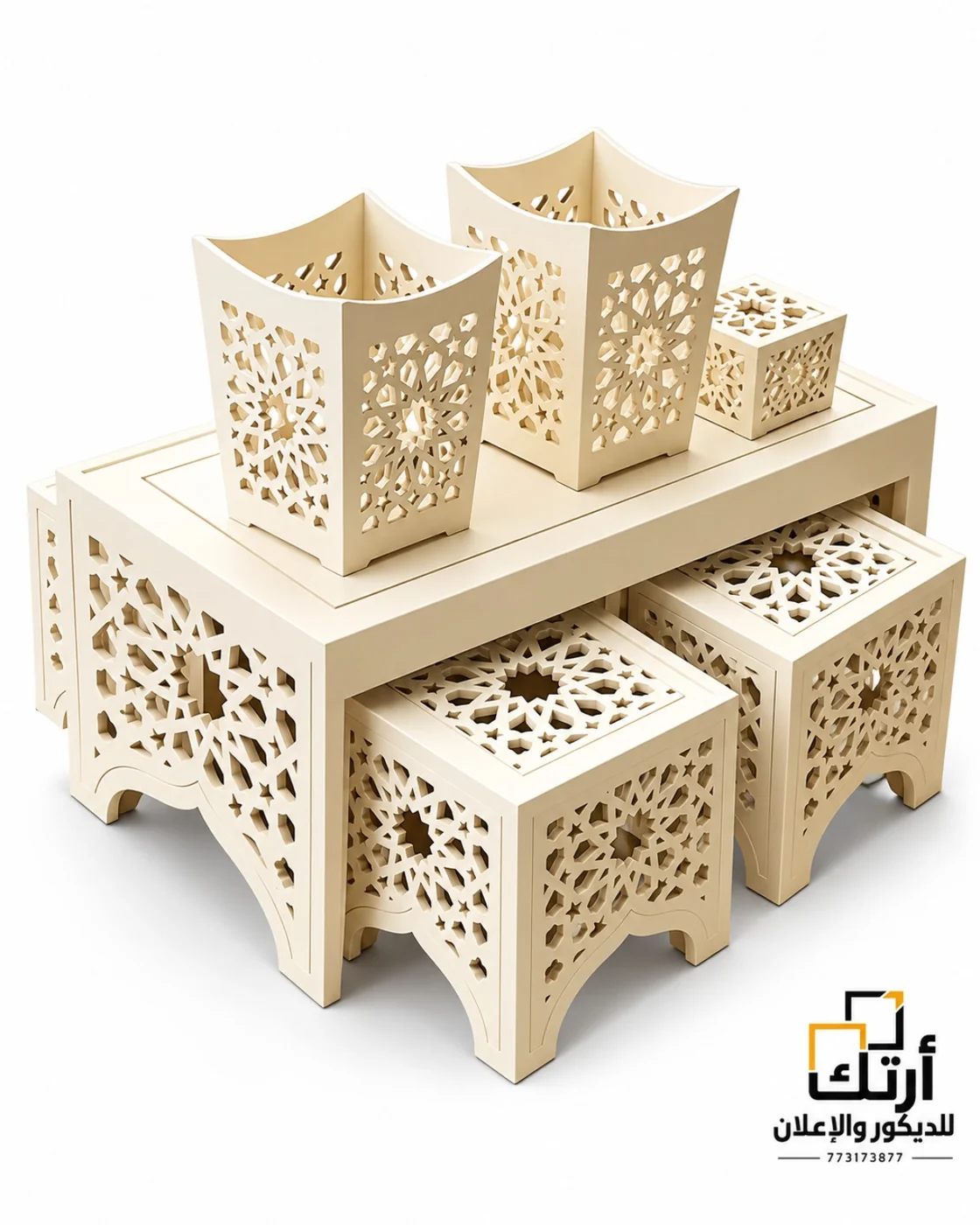 طقم طاولات وقطع ديكور CNC مزخرفة