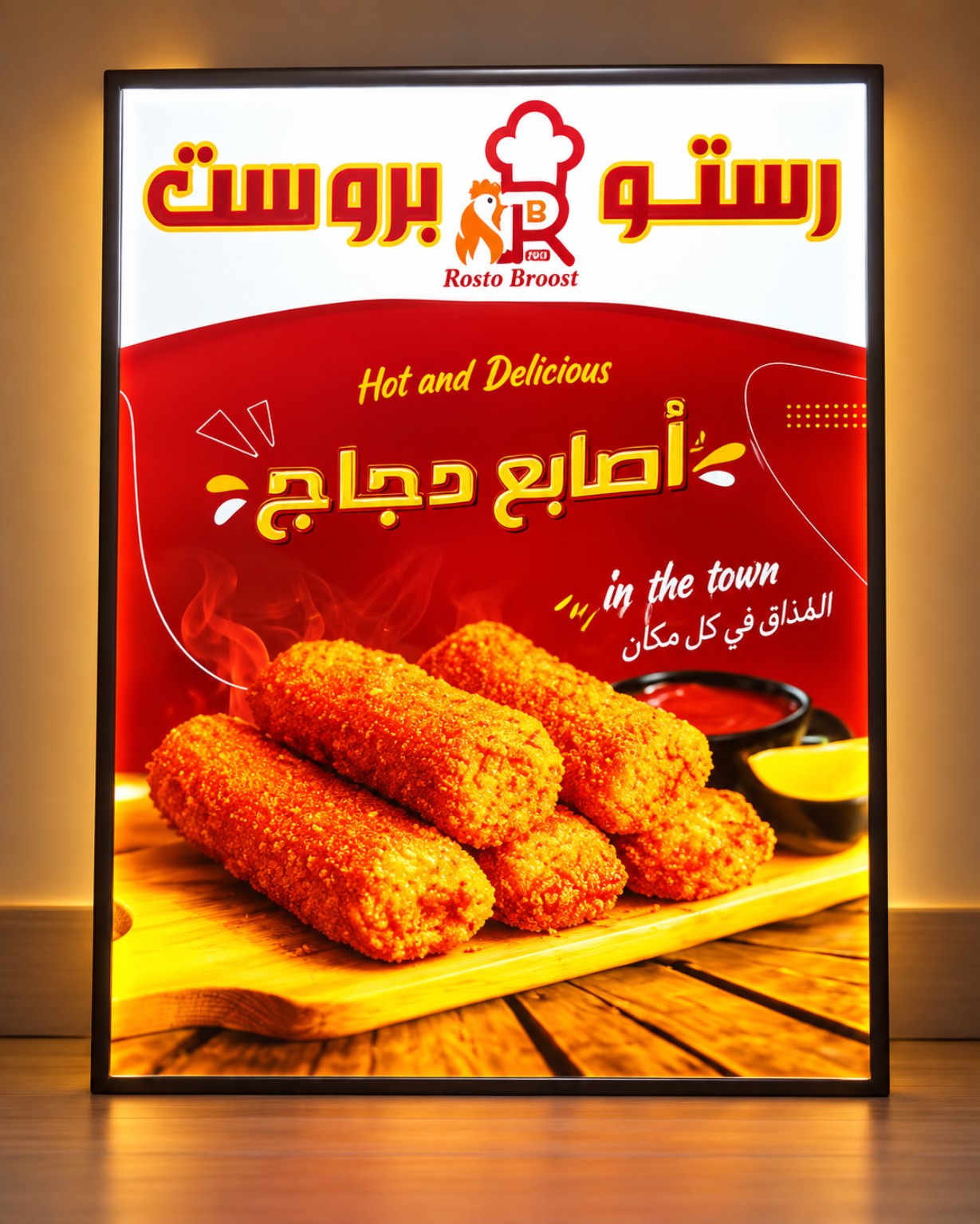 لايت بوكس إعلاني للمطاعم – نموذج رستو بروست